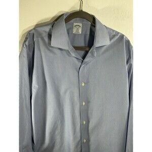 Brooks Brothers Regent Sz 15.5 4/5 Blue White Micro Striped Cotton Dress Shirt